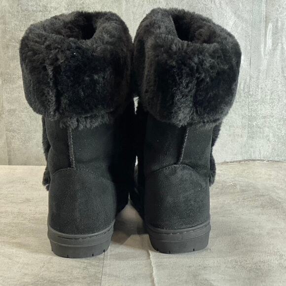 STYLE & CO Women's Black Faux-Fur Witty Cold-Weather Slip-On Ankle Boots SZ 9 - Picture 4 of 9